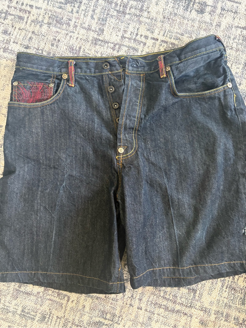 Men's Dark Wash Denim Jean Shorts - Classic Relaxed Fit - Picture 10 of 14